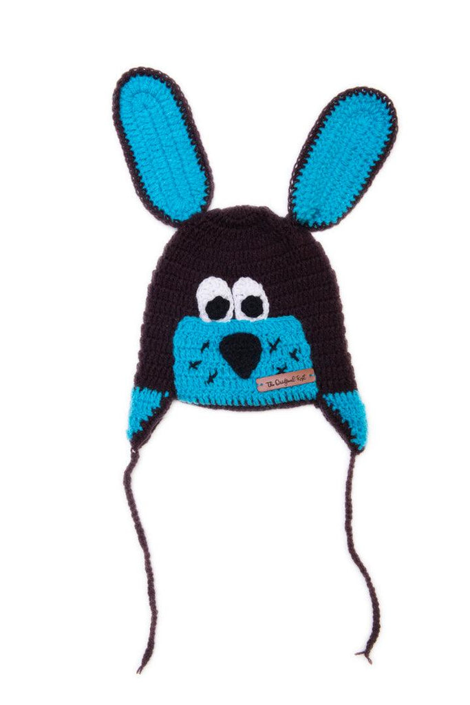 Crochet Dog Cap- Brown & Blue