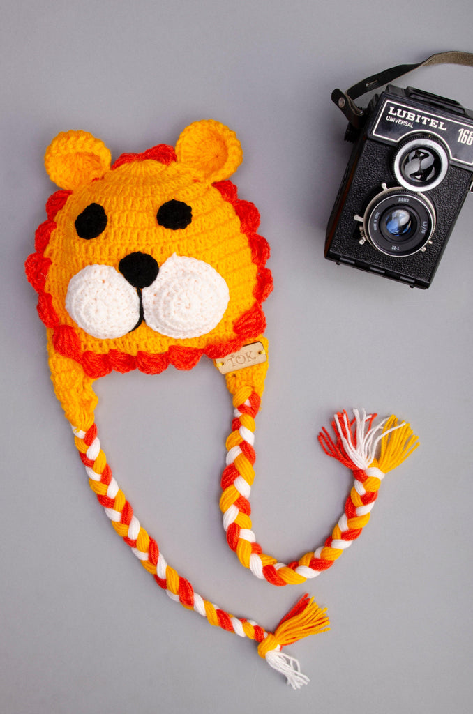 Handmade Lion Cap- Yellow & Orange