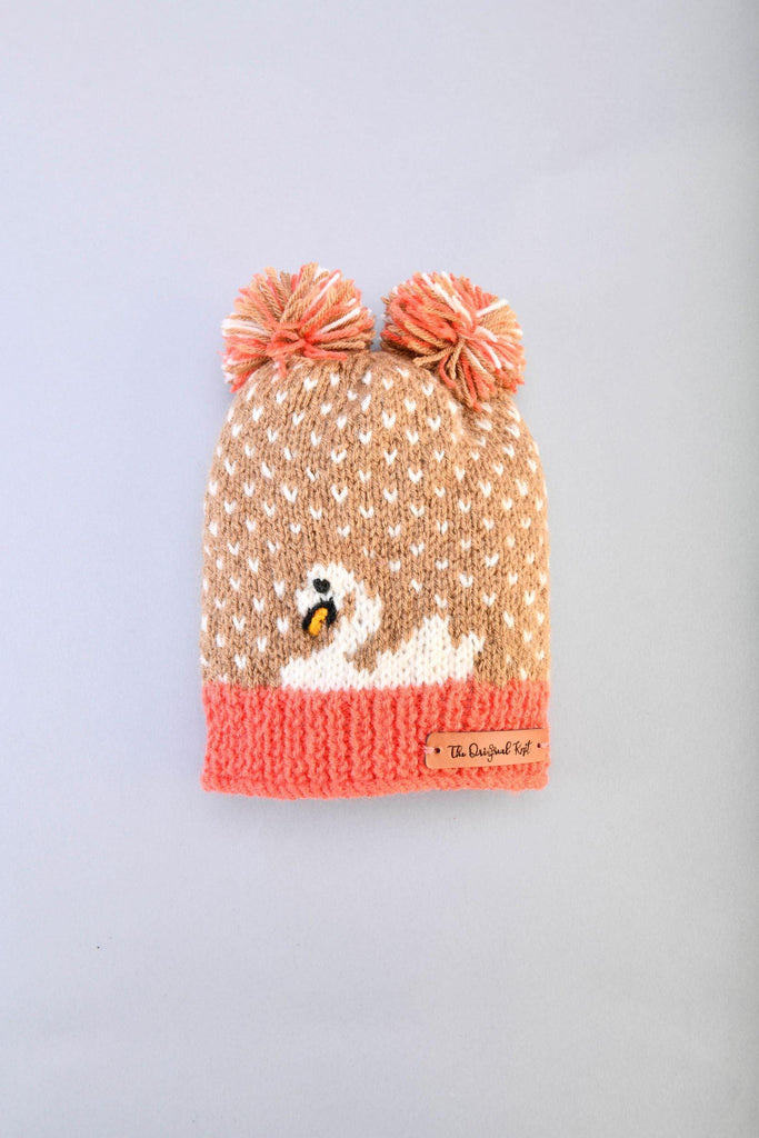 Duck Design Cap- Beige & Orange - The Original Knit