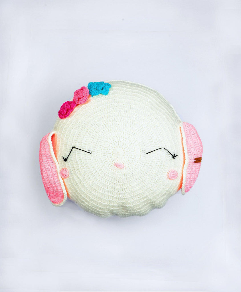 Rabbit Cushion- White & Pink