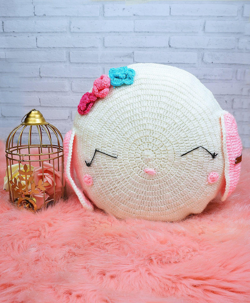 Rabbit Cushion- White & Pink