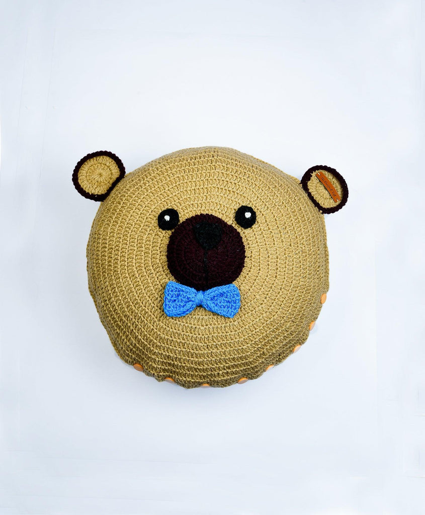 Teddy Round Cushion- Beige & Blue