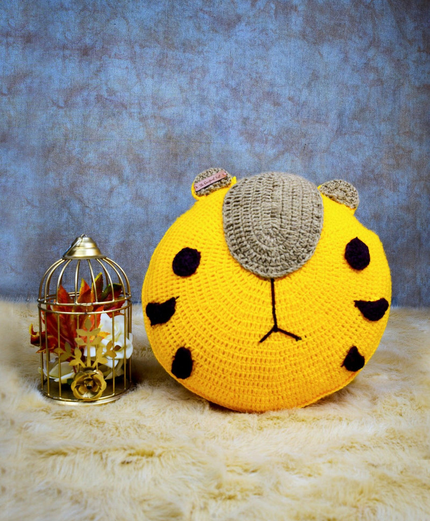Round Tiger Cushion- Yellow - The Original Knit