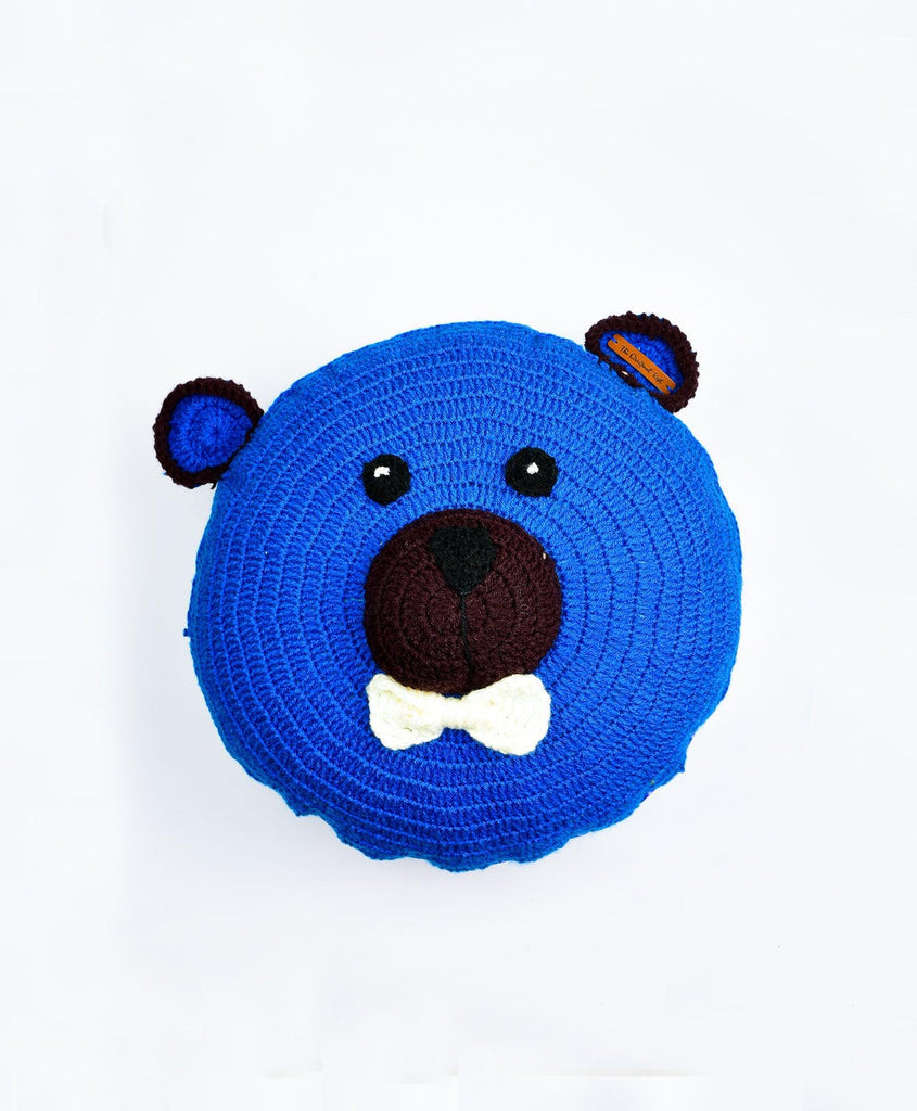 Handmade Teddy Cushion- Blue