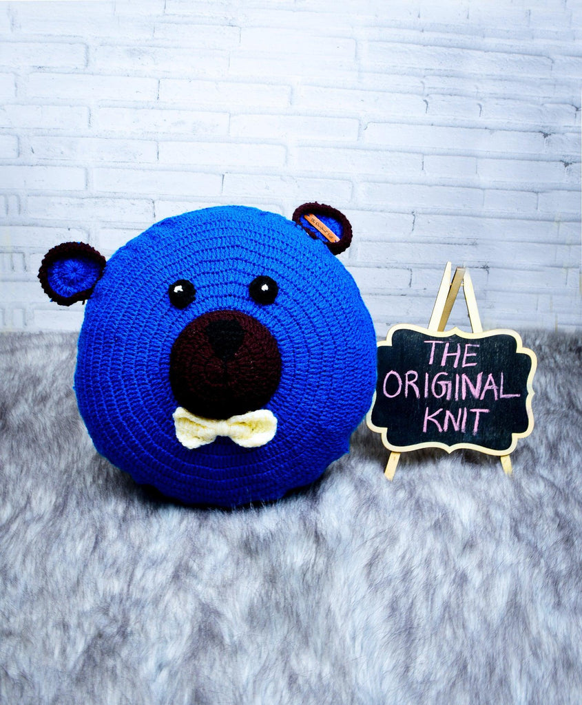 Handmade Teddy Cushion- Blue