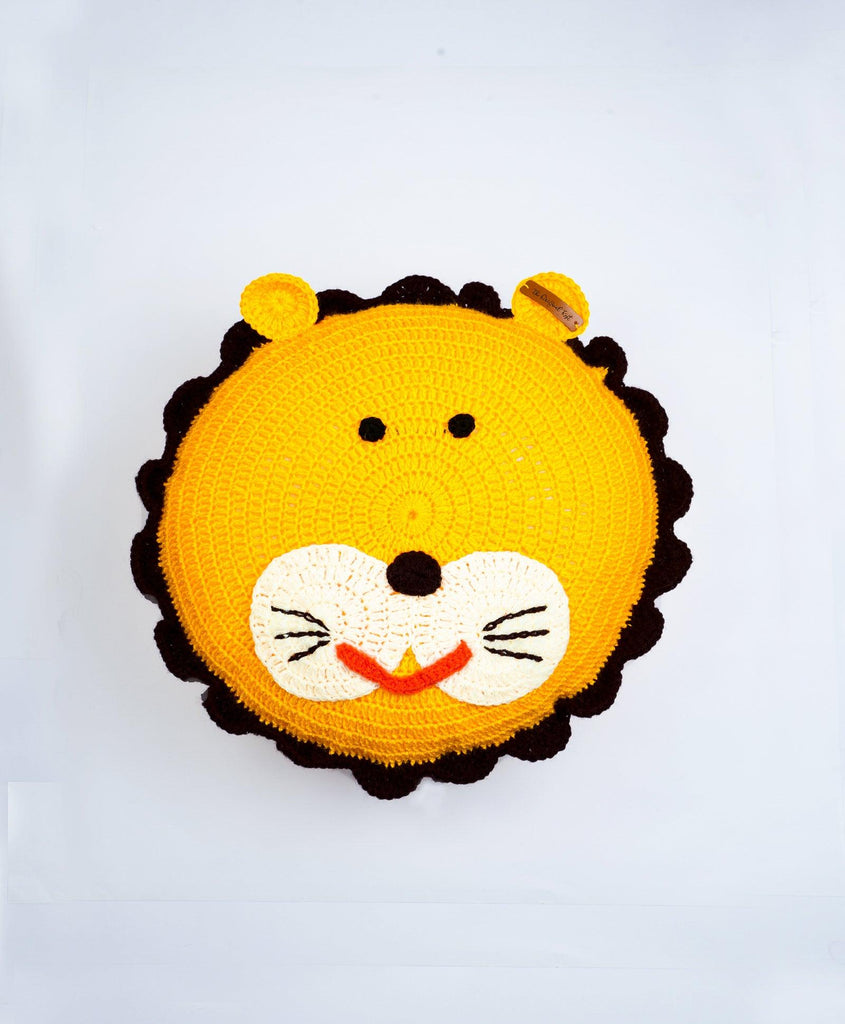 Crochet Lion Cushion- Yellow - The Original Knit