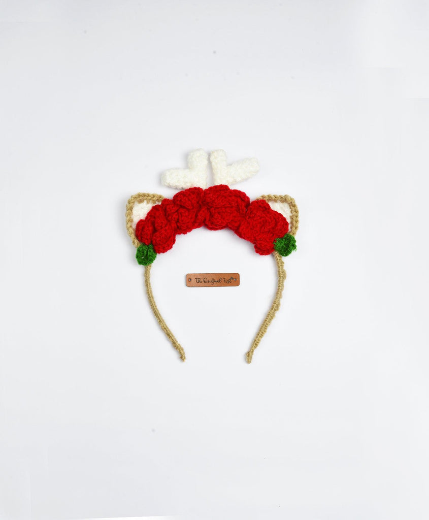 Reindeer Handmade Hairband- Red & Beige - The Original Knit
