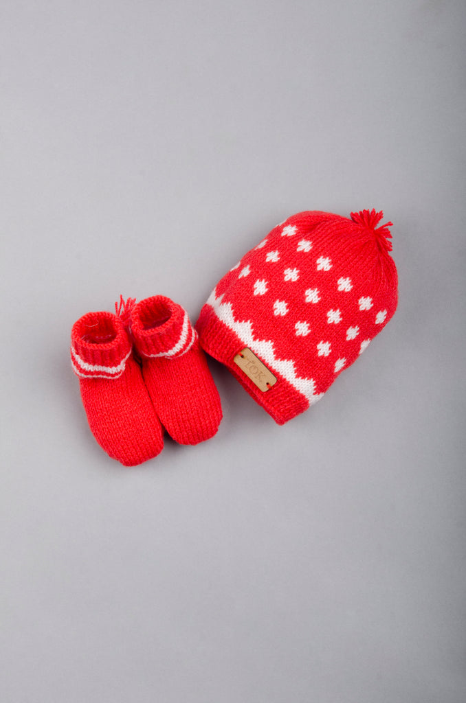 Handmade Cap & Socks- Red & White