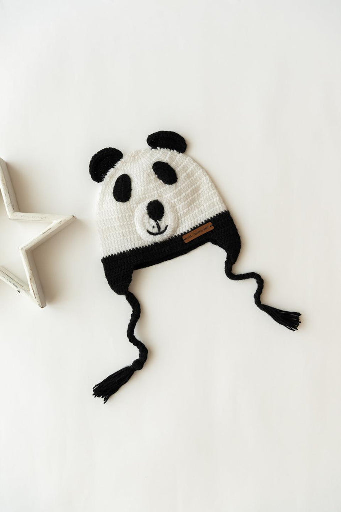 Unisex Kids Handmade Panda Cap- Black & White - The Original Knit