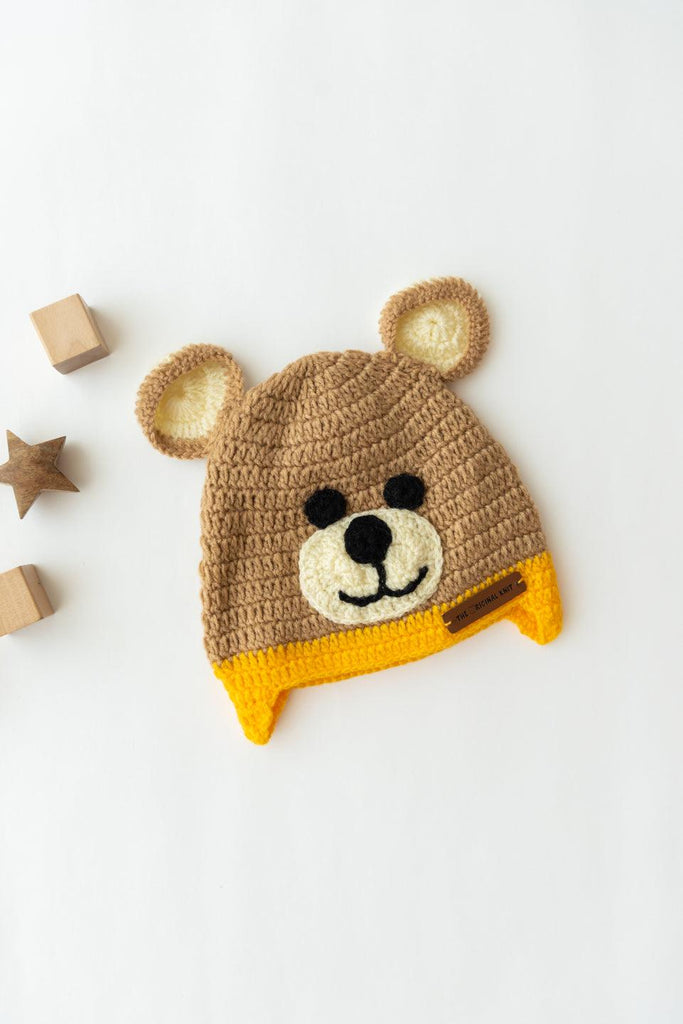 Handmade Teddy Cap- Beige & Yellow - The Original Knit