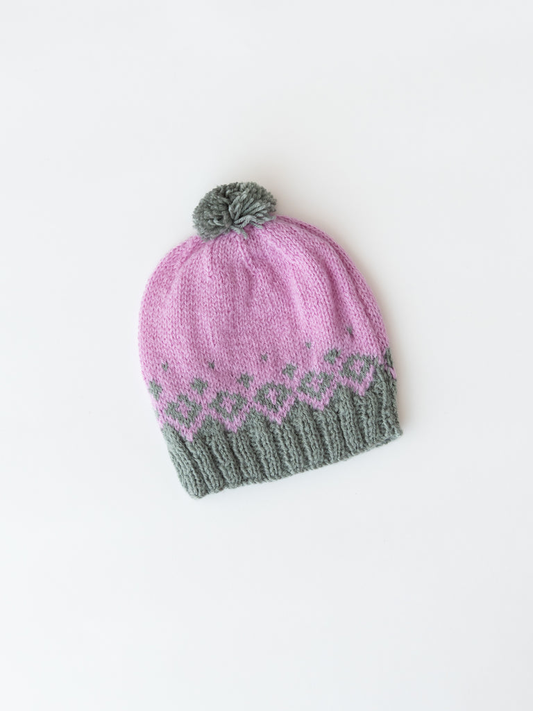 Handmade Dual Shaded Knitted Cap- Mauve & Grey