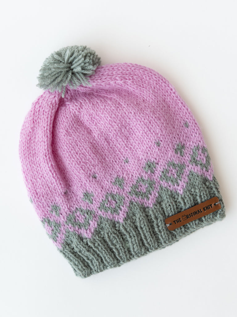 Handmade Dual Shaded Knitted Cap- Mauve & Grey