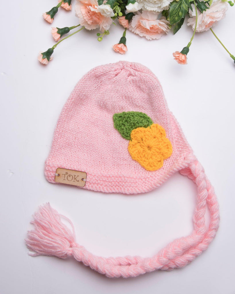 Handmade Flower Cap- Baby Pink - The Original Knit