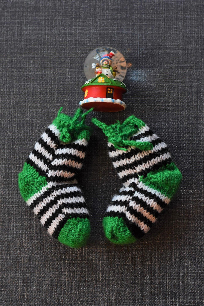 Handmade Striped Socks- Green & Black - The Original Knit