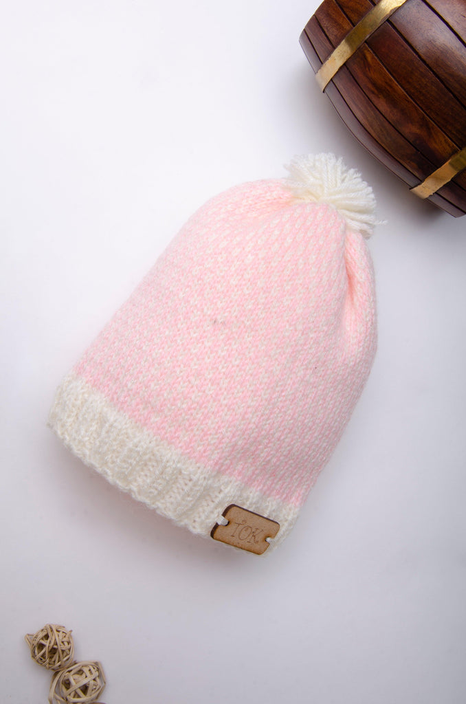 Knitted Cap- Baby Pink & Off White - The Original Knit