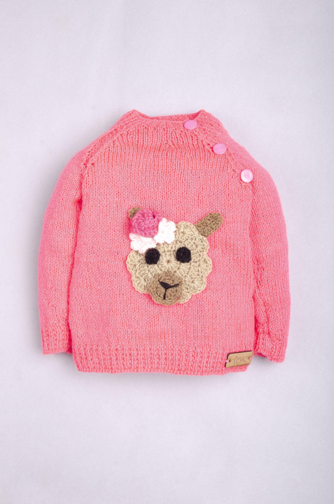 Teddy Applique Sweater- Pink - The Original Knit