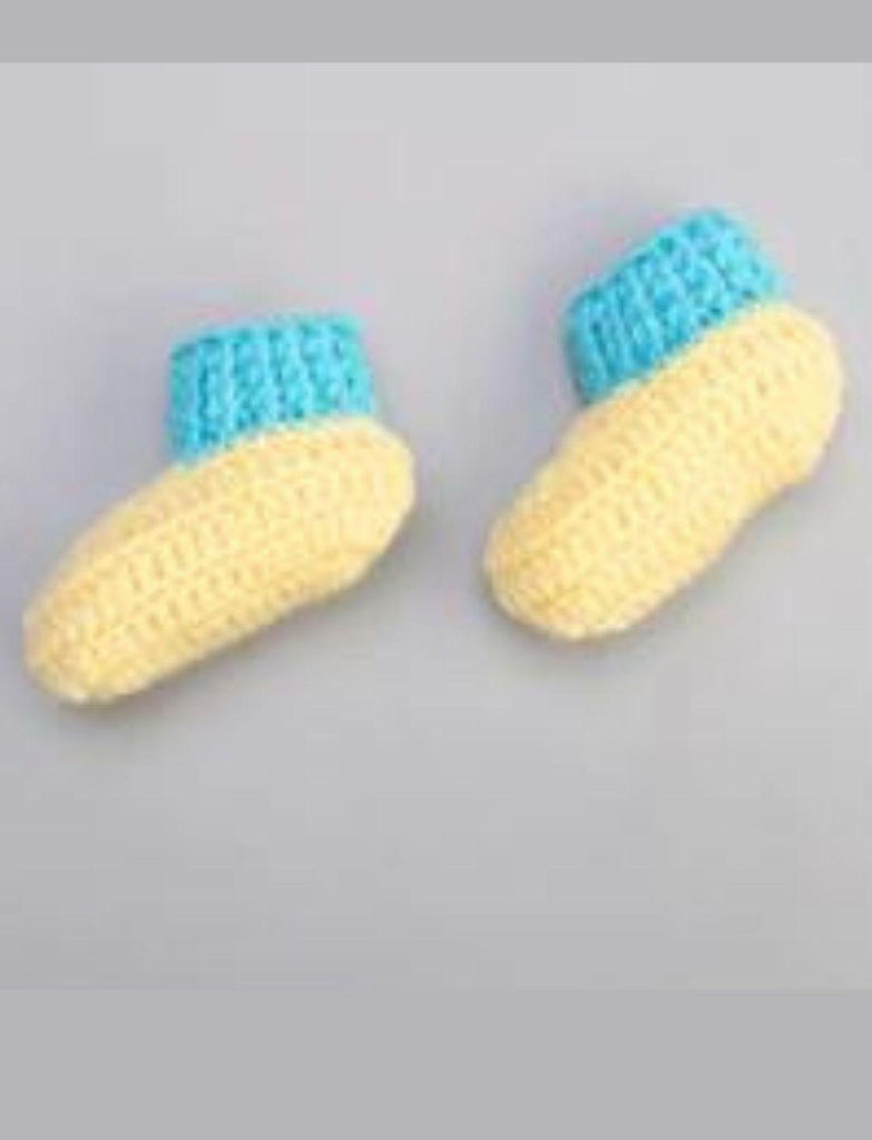 Crochet Dual Shade Booties- Yellow & Blue