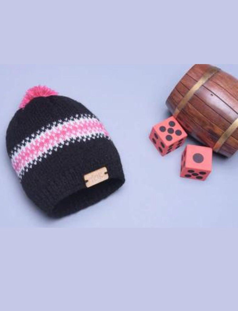 Knitted Cap- Black & Pink - The Original Knit