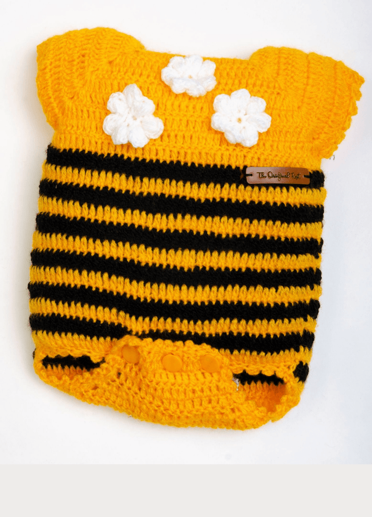 Striped Bumble Bee Romper- Yellow & Black - The Original Knit