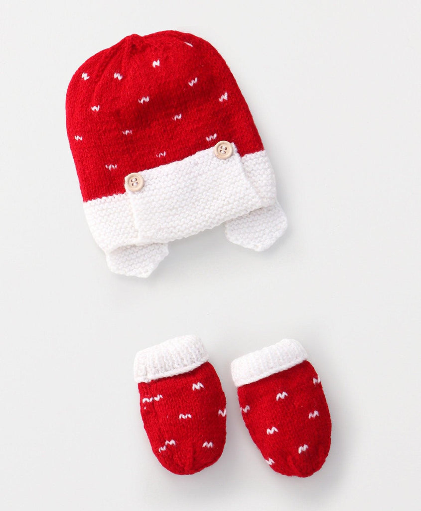 Drops Cap & Mittens- Red & White - The Original Knit